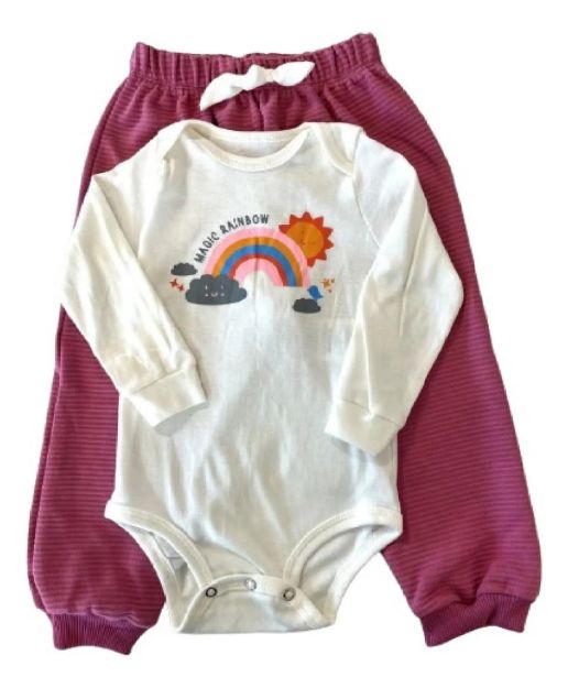 Imagen de Baby Gut Conjunto Bebé 2 Piezas 0605025 Body M/l Y Pantalon Rosa 9 A 12 Meses