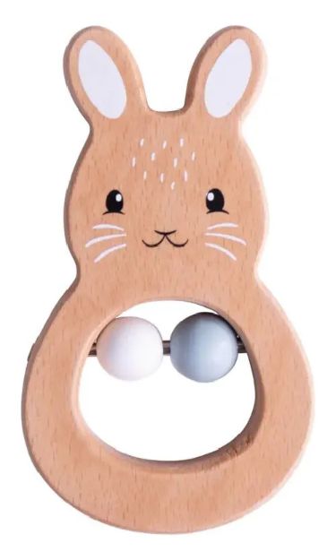 Imagen de Sonajero De Cuentas Conejito Madera Juguetes Bebes 0 Meses+ Beige Conejo