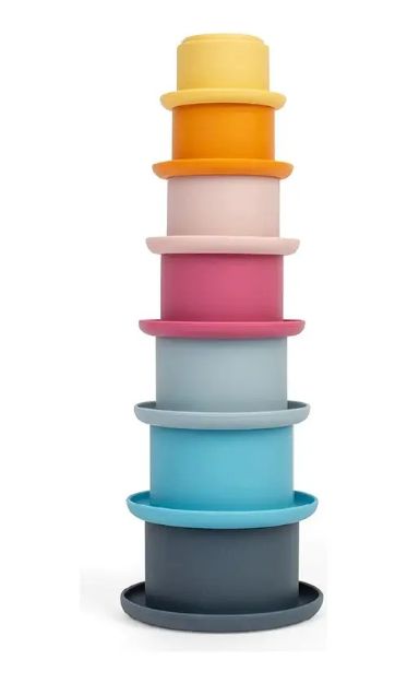 Imagen de Pack X7 Vasitos Apilables Encastre Multicolor Silicona Agua Multicolor