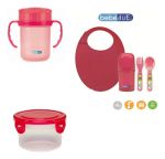 Imagen de Pack De Vaso Con Asas, Babero Con Cubiertos Y Bowl Bebedue Rojo