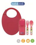 Imagen de Pack De Vaso Con Asas, Babero Con Cubiertos Y Bowl Bebedue Rojo