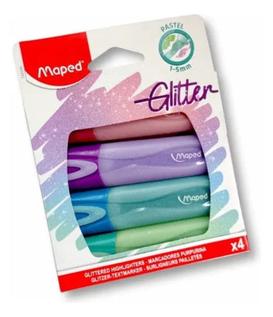 Imagen de Resaltador Marcador Maped Glitter Pastel Pack X 4 Colores
