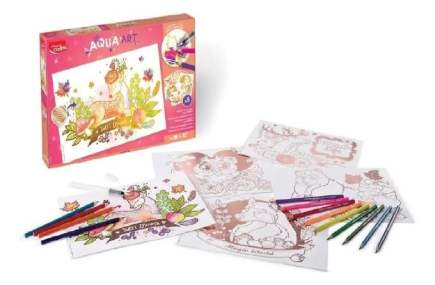 Imagen de Set 5 Ilustraciones 18 Lapices Aqua Art Maped Niños 7 Años+ Efecto Metalizado