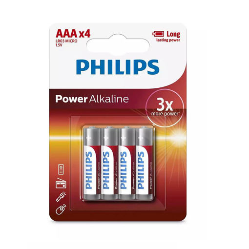 Imagen de PHILIPS PILAS ALCALINA AAA X4 UNIDADES LR03P4B/97