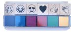Imagen de Sellos De Madera X6 Con Emojis Y Almohadillas De Colores Azul Marrón Claro