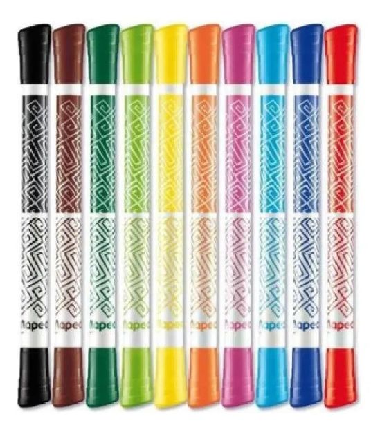 Imagen de Pack X10 Marcadores Colores Doble Punta Maped Larga Duracion