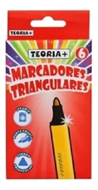 Imagen de Set X6 Marcadores Rotulador Triangulares Punta Gruesa Teoria