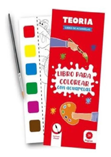 Imagen de Libreta Para Colorear Con Acuarelas Teoria Con Pincel 20 Pag Rojo