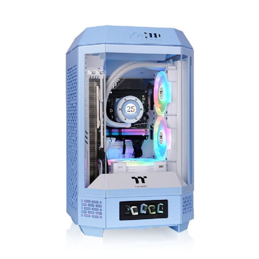 Imagen de GABINETE THERMALTAKE THE TOWER 250 HYDRANGEA BLUE MINI-ITX MINI TOWER VERTICAL CA-1Z9-00SFWN-00