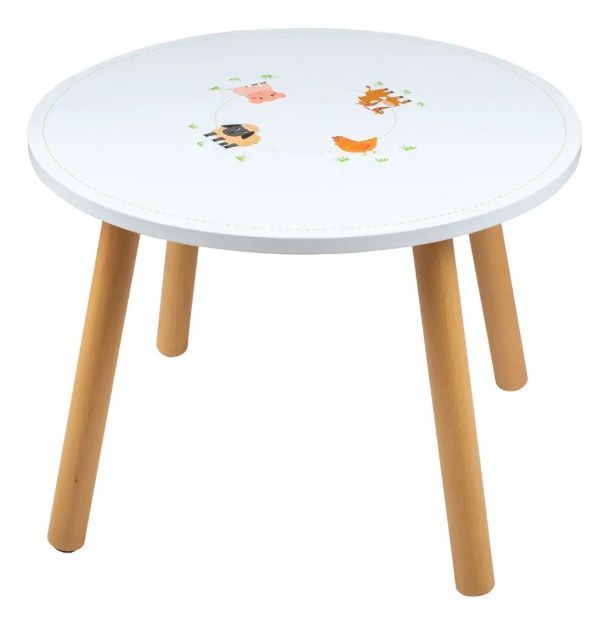 Imagen de Mesa Infantil Madera Animales De La Granja Niños 3 Años+ Blanco