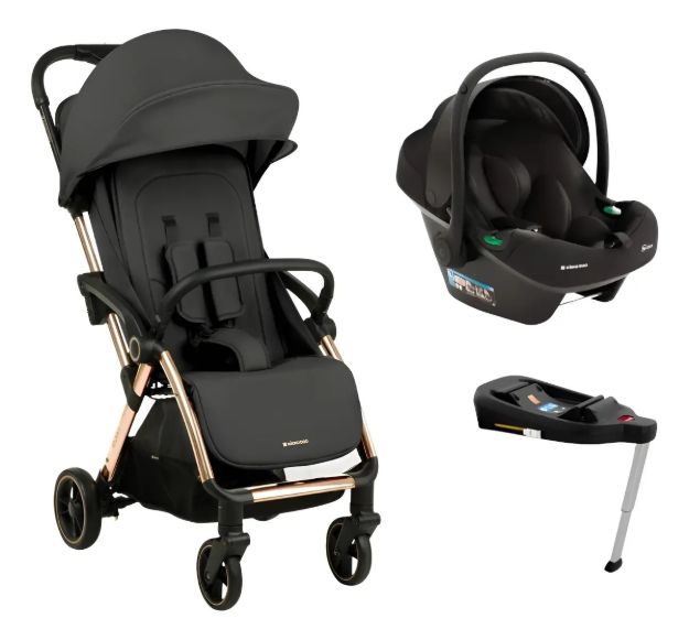 Imagen de Coche Travel System Eden Kikkaboo C/ Babysilla Y Base Isofix Negro Dorado