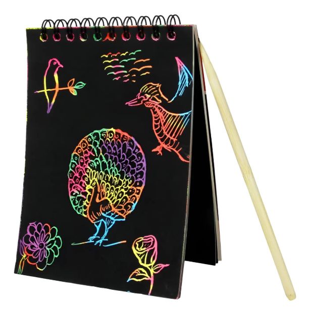 Imagen de Libreta Dibujar Rascar Hojas Negras Scratch Paper 15x10cm Negro