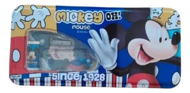 Imagen de Estuche Cartuchera Lapices Metálico Mickey Mouse Escolar Azul Lisa