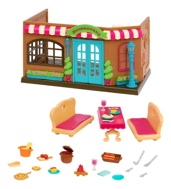 Imagen de Playset Juego Restaurante Italiano Accesorios Lil Woodzeez Marrón