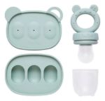 Imagen de Set Mordillo Alimentación Silicona Con Moldes Buba Bebes 6m+ Verde Claro Lisa