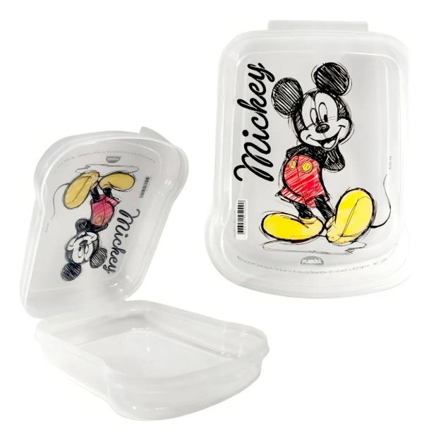 Imagen de Sandwichera Mickey Para Almacenar Bocadillos, Trabajo, Viajes, Clase Blanco Liso