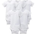 Imagen de Pack De 5 Bodies Blancos Mangas Cortas Algodón Gerber Bebés Color Blanco Talle Rn Liso