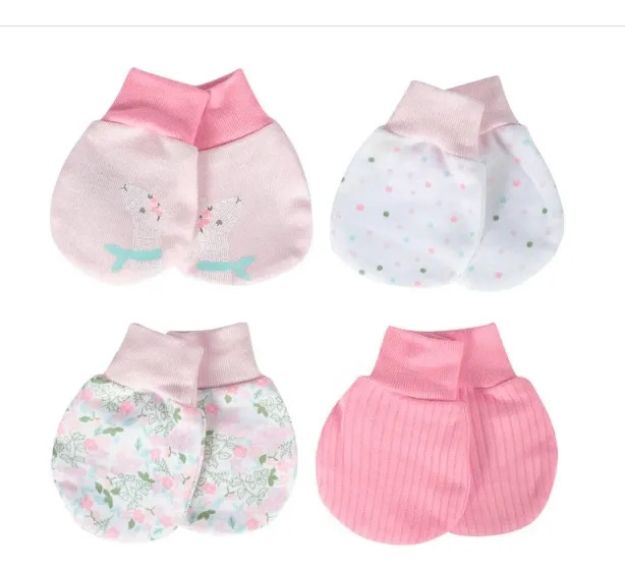 Imagen de Pack Regalo 4 Mitones Y  6 Medias Algodon Organico Bebes Rosa Llama Mitones(0-3 Meses) / Medias (0-6 Meses)