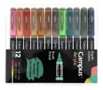 Imagen de Marcadores Campus Acrílicos 12 Colores Tierra Punta Pincel Para Papel Y Madera