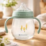 Imagen de Vasos Con Asa Y Boquilla Silicona 240ml Bebes 6 M+ Kikkaboo Verde Claro Sleepy Sheep