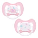 Imagen de Kit X2 Chupetes Elefante Rosa Bebes Silicona Ultrasuave Buba Rosa 0-6 Meses