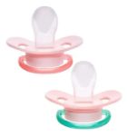 Imagen de Kit X2 Chupetes Elefante Rosa Bebes Silicona Ultrasuave Buba Rosa 0-6 Meses