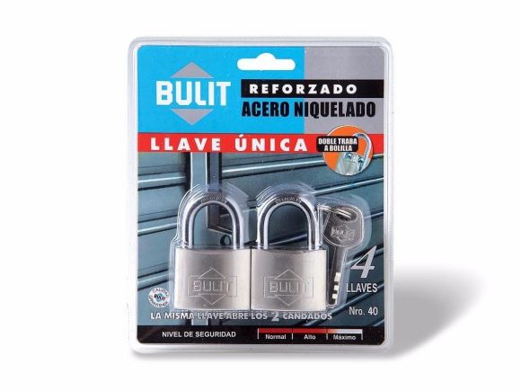 Imagen de Candados BULIT set 2 piezas 40 MM igual llave  -Ynter Industrial