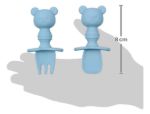 Imagen de Set Cubiertos Silicona Primeras Comidas Bebes 6m+ Buba Azul Claro Osito