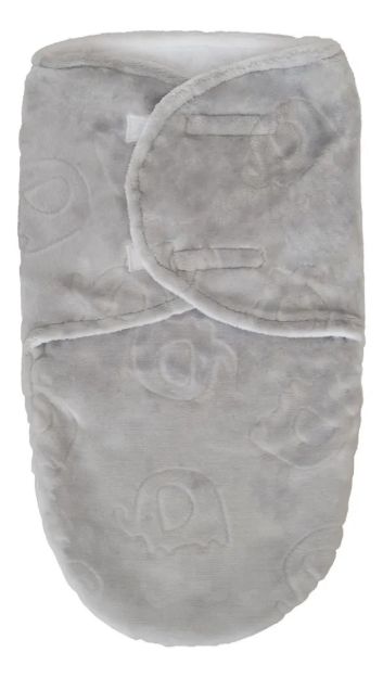 Imagen de Saco Sobre Dormir Super Suave Con Velcro Swaddle Buba Bebes Gris Ambos Lados
