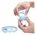 Imagen de Set Mordillo Alimentación Silicona Con Moldes Buba Bebes 6m+ Celeste Liso
