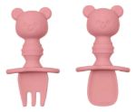 Imagen de Set Cubiertos Silicona Primeras Comidas Bebes 6m+ Buba Rosa Osito