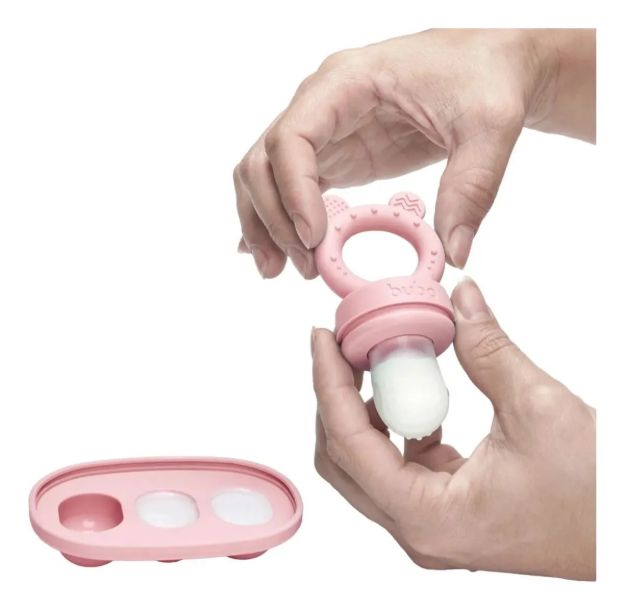 Imagen de Set Mordillo Alimentación Silicona Con Moldes Buba Bebes 6m+ Rosa Lisa