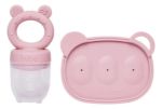 Imagen de Set Mordillo Alimentación Silicona Con Moldes Buba Bebes 6m+ Rosa Lisa