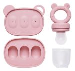 Imagen de Set Mordillo Alimentación Silicona Con Moldes Buba Bebes 6m+ Rosa Lisa