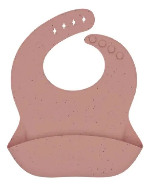 Imagen de Babero Kikkaboo Silicona Con Bolsillo Cierre Ajustable Liso Rosa 6 Meses En Adelante