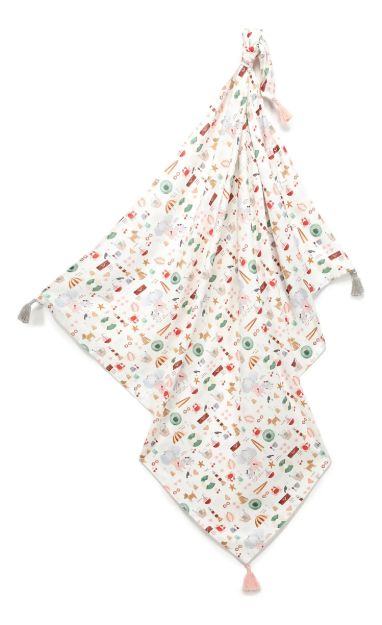 Imagen de Manta Rebozo Reversible Bebes La Millou 140x110cm Algodon French Riviera Coral Claro