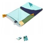 Imagen de Manta Sabana Arullo Reversible Rebozo Lamillou Tejido Bambu Waikiki Azul Petróleo