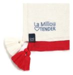 Imagen de Manta Tejida Arullo Rebozo La Millou Tejido Bambu Bebes Honey Rojo/blanco/azul