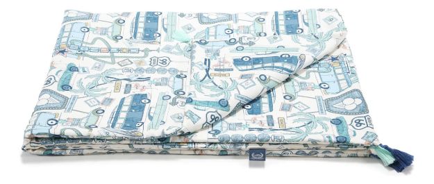 Imagen de Manta Reversible Infantil Bambu La Millou 140x110cm Route 66 Route66 Azul Petróleo