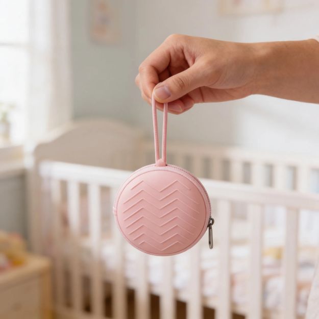 Imagen de Porta Chupete Pod Silicona Universal Cierre Para 2 Chupetes Rosa Liso