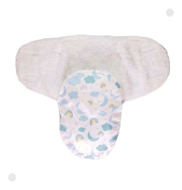 Imagen de Saco Sobre Dormir Super Suave Con Velcro Swaddle Buba Bebes Celeste Ambos Lados