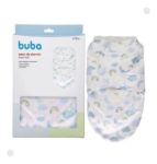 Imagen de Saco Sobre Dormir Super Suave Con Velcro Swaddle Buba Bebes Celeste Ambos Lados