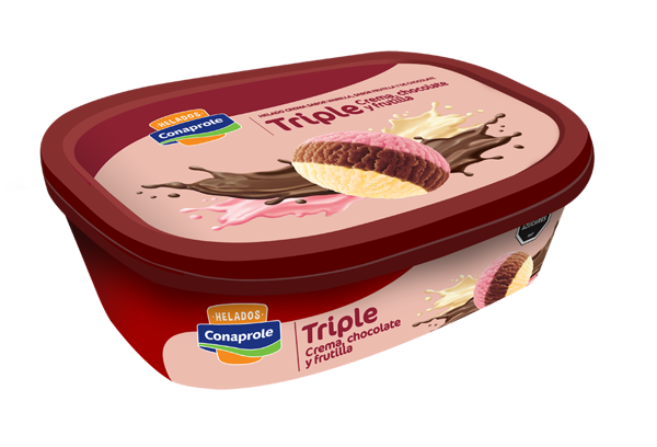 Imagen de Helado Conaprole Triple Crema Chocolate y Frutilla 1 l