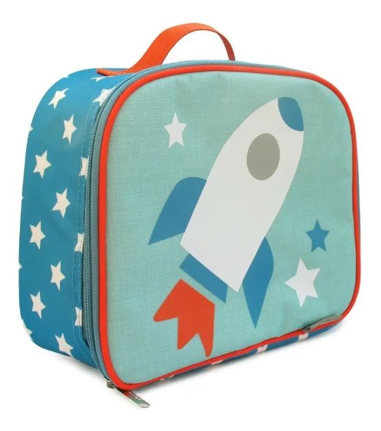 Imagen de Luncheras Térmicas Jjcole Cohete Escuela Niños Impermeables Celeste