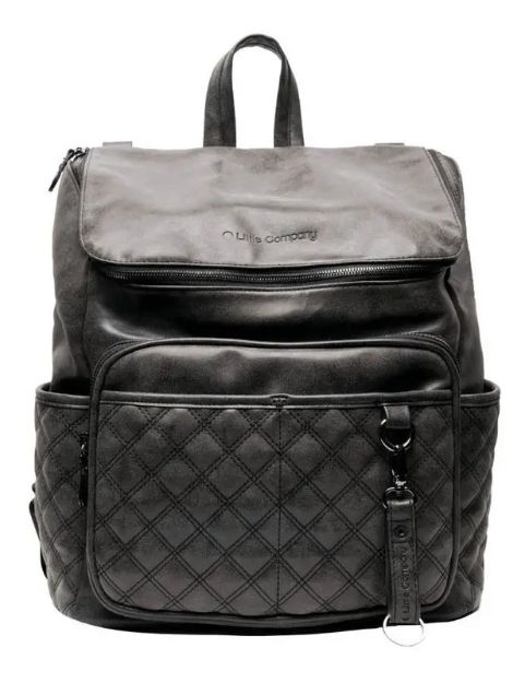Imagen de Mochila Maternal Ecocuero Negra Little Company Con Cambiador Negro Relieve