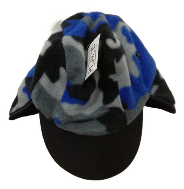 Imagen de Gorro Polar C/vicera Y Orejeras Diseño Camuflaje Azul Niños Negro L/xl