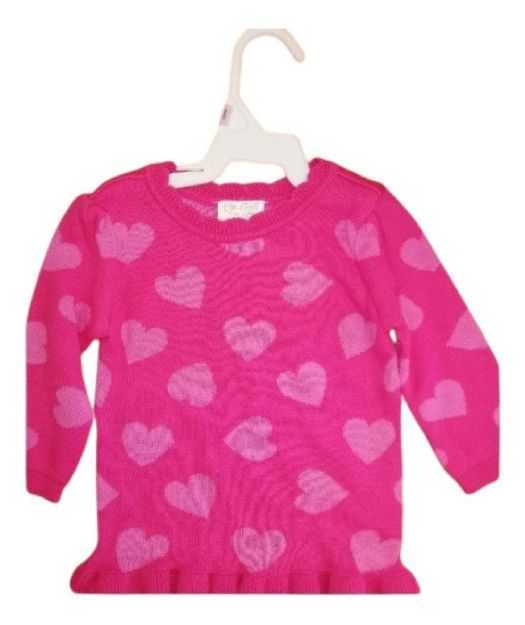 Imagen de Remera Buzo Tejido Hilo Manga Larga Corazones Bebés Invierno Fucsia Corazones 6 A 9 Meses Geométrico