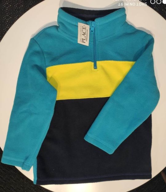 Imagen de Buzo Polar Con Cuello Mangas Largas Y Cierre Niños 4 Años 4t Azul Petróleo/gris