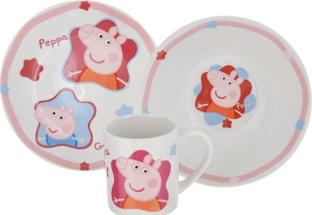 Imagen de Set 3 Piezas Plato, Bowl Y Taza Peppa Pig Para Nenas Rosa Liso