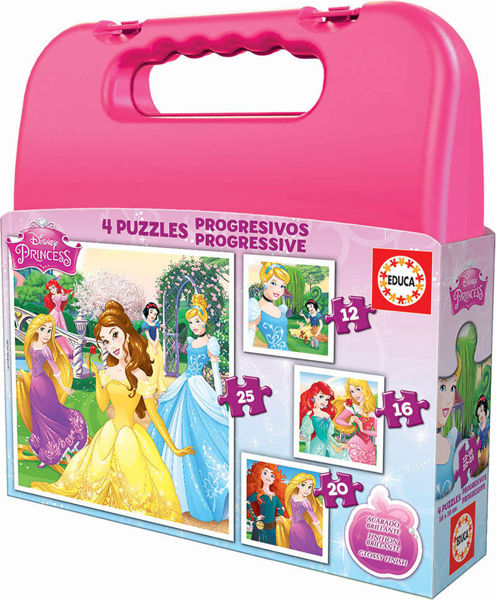 Imagen de Puzzle Valija Princesas 4 En 1 16508 Eda